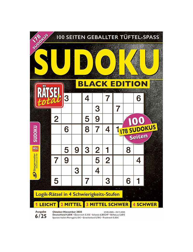 Rätsel total SUDOKU BLACK EDITION 6/25