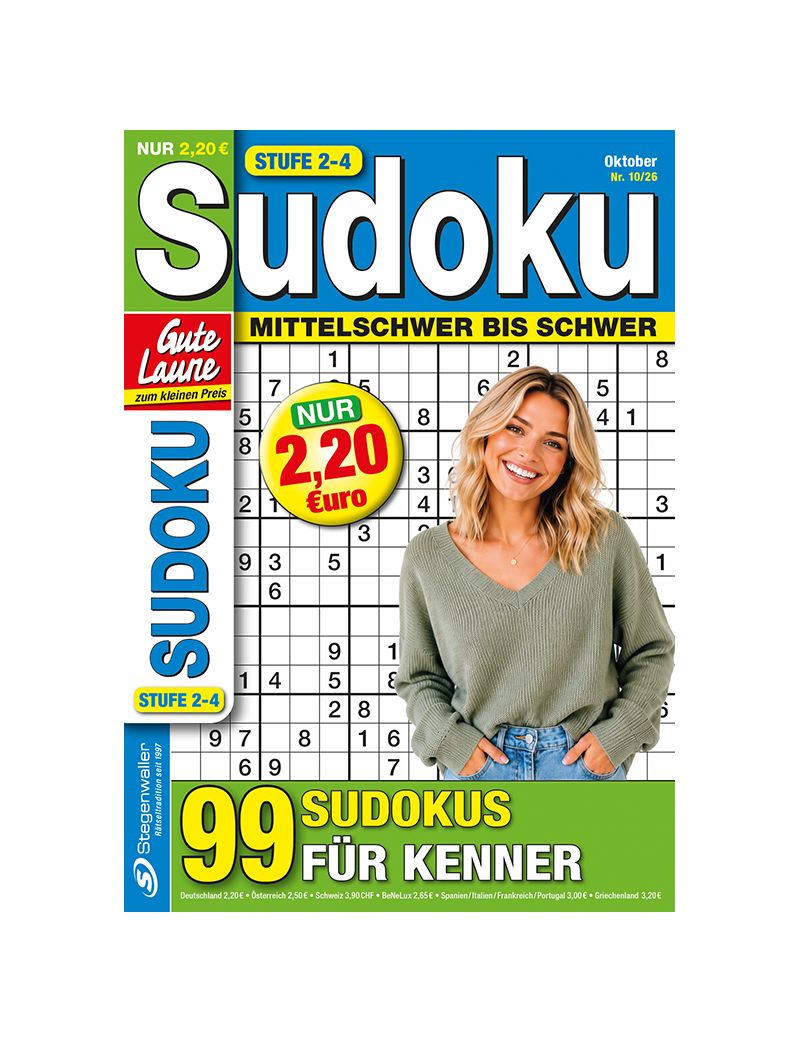 Gute Laune zum kleinen Preis Sudoku Stufe 2–4 10/26