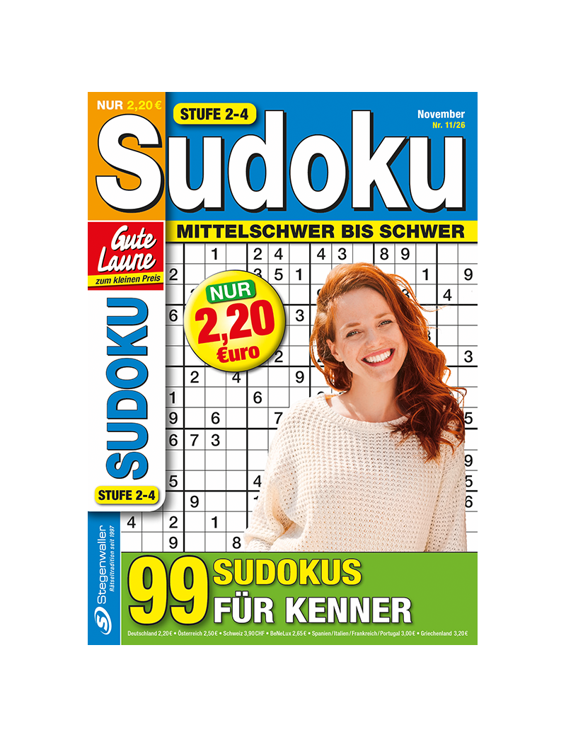 Gute Laune zum kleinen Preis Sudoku Stufe 2–4 11/26